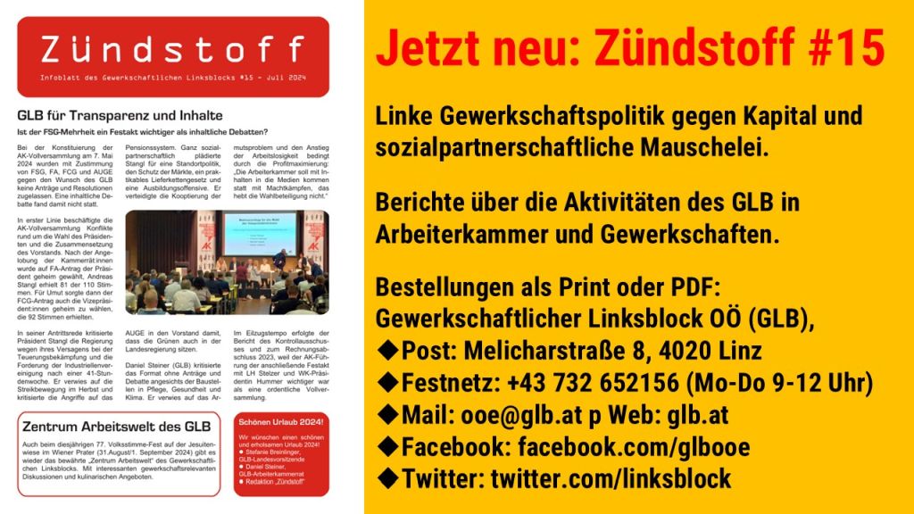 Jetzt neu: Infoblatt „Zündstoff“